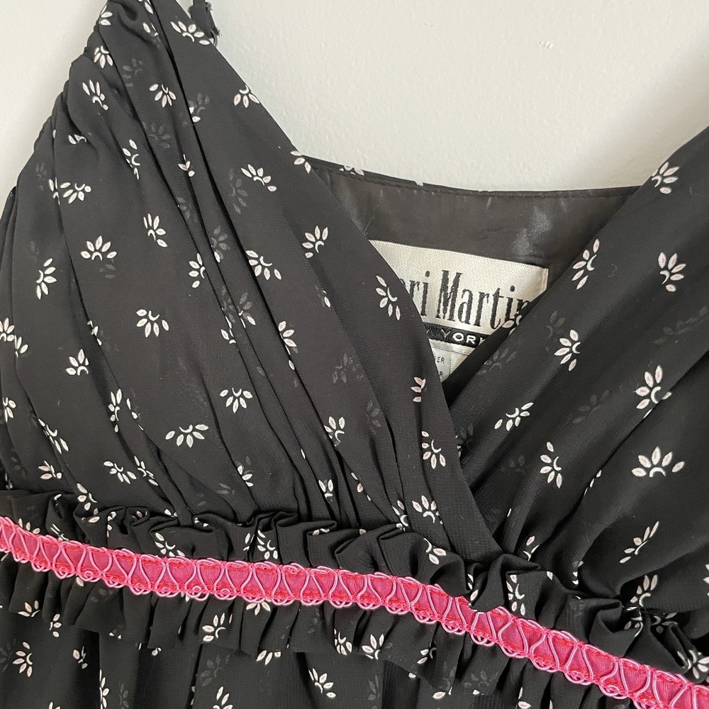 Y2K Babydoll Floral Dress sz 6 Black Pink Dainty Fairy Grunge‎ Whimsigoth Boho